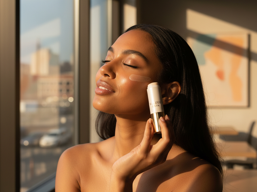 dewy skin serum application